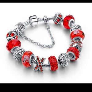 Swarovski Genuine Murano Glass Crystal Charm Bracelet - red